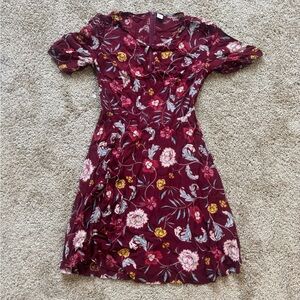 Old Navy Red Floral Midi Dress